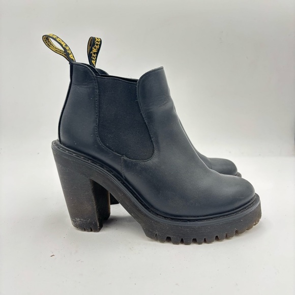 Dr. Martens Women’s 5 Black Leather Hurston Chelsea Heeled Ankle Boots - Picture 2 of 8